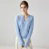 Nuevo Suéter de Cachemir Suave y Holgado para Mujer, 100% Cachemir Puro, Cuello en V, Media Botonadura, Otoño 2026