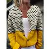 Suéter Nuevo de Otoño e Invierno para Mujer Europeo y Americano Elemento Animal Suéter Floral Cárdigan Chaqueta de Cuello Redondo Top