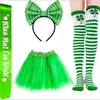 Festival Irlandés St. Accesorios para el Día de San Patricio Diadema Accesorio para el Cabello Falda de Tul Correa para el Hombro Irlandesa Set de Aretes de Trébol