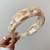 Aro de Cabelo Torcido Simples Estilo Coreano Gipsofila Malha Trançada Borda Larga Faixa de Cabeça Topo Craniano Alto Carimbo para Lavar o Cabelo