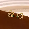 Pendientes de Moda de Venta Caliente Transfronterizos con Diseño de Estetoscopio Corazón de Zirconia, Pendientes de Botón Huecos Únicos y Delicados
