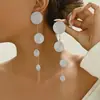 Joyería Europea y Americana Amazon Pendientes de Moda Exagerados Personalizados Pendientes Largos Colgantes de Disco Redondo con Borla Personalizados