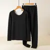 Roupas de outono calças compridas masculinas veludo dupla face superfície AB bottoming shirt sem costura traje de roupa íntima térmica outono e inverno anti-frio