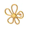 Anillo de Flor Grande Geométrico de Moda Acero Inoxidable Chapado en Oro de 18 Quilates Simple Abierto Ajustable Estilo Metálico para Mujer