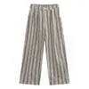 Pantalones de Rayas Verticales Plisados con Cordón Estilo Old Money para Hombre, Pantalones Casuales Sueltos de Verano, Pantalones Versátiles Rectos para el Trabajo