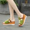 Sandalias Boca de Pescado para Mujer Verano Nuevo Estilo Cuero Nubuck Combinación de Colores Plataforma de Suela Gruesa Zapatillas Perezosas Sandalias de Tacón Alto con Cuña