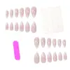 Modelo de Comercio Exterior Más Vendido: Uñas Postizas de Arte para Uñas de 24 Piezas, Gradiente Rosa y Blanco, Suaves y Versátiles, Simples para el Uso Diario, Forma Larga de Almendra, Venta al por Mayor