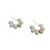 Pendientes de aro de perla sencillos y modernos para mujer, de alta gama, combinables, ligeros, de lujo, elegantes, estilo francés vintage, de plata.
