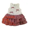 Vestido de Pasteles de Verano para Niñas sin Mangas de Lunares con Lazo, Vestido de Princesa a Cuadros con Volantes en Capas para Niñas