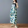 Vestido Midi de Verano 2026 Nuevo con Volantes Suelto de Gasa Estampado Diseño de Mezclilla con Tirantes