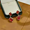 Nuevos Pendientes Vintage Estilo Chino con un Toque de Lujo, Pendientes de Cristal de Celebridad de Internet Franceses, Pendientes Retro Turquesa Estilo Hong Kong para Mujer