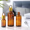 Frasco de Vidro Âmbar Espesso Graduado de 30ml para Óleo Essencial com Múltiplas Especificações, Frasco com Conta-gotas Portátil para Dosagem de Líquidos