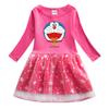 Vestido de outono das meninas 2022 Primavera e outono novo estilo ocidental infantil saia Doraemon menina saia doce primavera