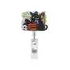 Novo Porta-Crachá Retrátil de Acrílico para Halloween com Clipe de Jacaré de Puxar Fácil Porta-Crachá de Identificação com Rotação Porta-Crachá de Puxar Fácil para Presente Médico