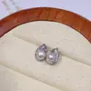 Aretes de Tachuela Luna Morada Tian Perla Natural de Agua Dulce Chapado en Cobre Blanco K Puesto Callejero Souvenir de Viaje Suministro Pendientes al Por Mayor