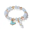 Pulsera de Cristal Imitación Jade Esmaltado Mariposa para Niños Pulsera de Cuentas Verano Niñas Puesto de Guardería