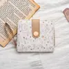 Porta-moedas Japonês Feminino Simples e Fofo com Alça, Carteira Curta Multifuncional e Porta-Cartões