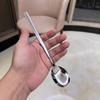 Colher de Aço Inoxidável Estilo Coreano Colher de Mesa Estendida Cabo Longo Colher de Mistura Talheres Adulto Lar Estudante Colher de Arroz