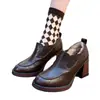 Zapatos de tacón alto para mujer de 8 cm con tacón grueso, piel suave y puntera profunda; mocasines de punta redonda, nueva colección otoño 2026, adecuados para uso profesional y de oficina