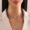 [Bingmeng] Collar de cuentas de arroz de diseño original cadena para la clavícula de perlas naturales collar bohemio N046