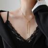 Collar ajustable simple de tirar estilo coreano para mujer, cadena de clavícula de nicho de diseño de lujo ligero, acero inoxidable, cuentas de ábaco, cadena de hueso de serpiente