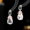 Brincos de agulha de prata s925, luxo leve, alta qualidade, atacado, entrega de uma peça, cristal transparente, zircônia incrustada, brincos em formato de gota
