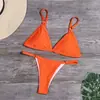 Transfronteiriço, novo estilo popular, maiô biquíni triângulo liso europeu e americano, moda praia feminina metálica