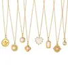 Colar com Pingente Simples de Concha de Aço Inoxidável Coração Amor Francês Pérola Mãe