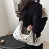 Bolso Estampado para Mujer 2025 Nuevo Otoño e Invierno Vintage Gran Capacidad Hombro Viajero Punto Ondulado Moda Versátil Bolso Tote Casual