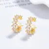 Clip para oreja de circonita de diamante para mujer, plata de ley 925, diseño de personalidad de moda, pendientes geométricos de diamante, joyería de oído niche para Instagram