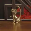 Latón Popular de Venta Cruzada Vintage Creativo Ornamento de Gato de Cuello Largo Estilo Europeo y Americano Decoración de Escritorio de Gato Cobre