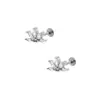 Brincos Europeus e Americanos de Aço Titânio para Lóbulo Auricular Studs de Aço Inoxidável para Cartilagem Brincos de Piercing com Zircônia Embutida Joias de Piercing para Orelha com Rosca Externa Stud para Lábio