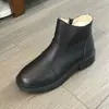 Novas Botas Curtas de Lã de Inverno, Botas Emagrecedoras e Quentes para Mulheres, Botas Casuais de Couro Genuíno com Zíper Lateral, Botas de Neve com Solado Grosso para Mulheres