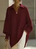 Suéter de Punto de Color Sólido de Manga Larga con Cuello de Solapa, Estilo Holgado y Casual, Suéter Exterior para Mujer, Nuevo Estilo Primavera 2026 Europeo y Americano