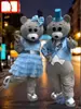 Casal estrangeiro urso desenho animado boneca roupas masculinas e femininas boneca de caminhada roupas de performance adulto urso COS adereços roupas
