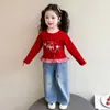 Conjunto para Meninas 2026 Primavera e Outono Estilo Coreano Tendência Camiseta Básica de Tricô Infantil Conjunto Fashion de Duas Peças para Menininhas