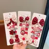 Pinzas para el Cabello Infantiles de Año Nuevo, Accesorios para el Cabello con Moño Rojo, Pasadores de Dibujos Animados Sanrio, Pinzas para Flequillo de Niña Pequeña