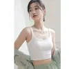 Camisola de Algodão Japonês com Costas Bonitas para Uso Externo Feminino Verão Fina com Bojo Base Interna Sem Alças Branca Feminina