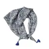 Pañuelo pequeño cuadrado de algodón y lino con borlas de 58 cm Protector de cuello Bufanda suave Pañuelo decorativo para la cabeza Pañuelo floral Retro Pequeño Fresco