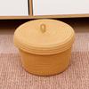 Caja de almacenamiento de artículos diversos de escritorio tejida con cuerda de algodón, pequeña, creativa, para el hogar, con control remoto y tapa.