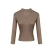 Camiseta Básica de Canalé con Cuello en V para Mujer, Nuevo Estilo Otoñal, de Alta Gama y Elegante, Manga Larga, Color Sólido, Prenda Interior Sencilla, Top Camiseta Ajustado
