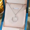 Colar de Aço Titânio com Pedras de Zircônia Cheias de Diamantes, Tendência Europeia e Americana de Alta Qualidade para Unhas, Acessórios de Corrente para Clavícula Feminina Simples e de Luxo