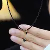Colar de Pérolas de Cristal Preto Retrô Feminino Novo Explosivo Temperamento Nicho Design Simples Estilo Cool Corrente para Clavícula