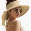 Chapéu de Palha com Proteção Solar, Proteção UV de Verão, Chapéu de Praia de Aba Larga com Topo Aberto, Chapéu de Moda Respirável para Proteção Solar Feminina em Viagens ao Ar Livre