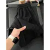 Calça Longa Casual Texturizada com Listras Americanas 2026 Outono Marca Tendência Quente Caimento Relaxado Perna Larga Calça de Moletom