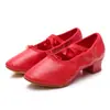 Sapatos de Dança Adulto Feminino em Couro Genuíno com Salto Prática Yoga Dança Folclórica Solado Macio Dança do Ventre Indoor Balé Dança Clássica