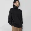 Nuevo Tejido de Lana Pura para Mujer, Cuello Alto, Color Sólido, Jersey Holgado Elegante Casual, Suave y Sedoso, Camiseta Interior de Punto