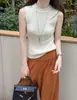 Chaleco de Punto de Lana y Cachemira de Verano para Mujer, Corte Entallado, Color Sólido, Sin Mangas, Elegante, Para el Trabajo, Delgado, Capa Interior