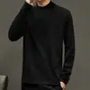 Camiseta Casual de Manga Larga Estilo Hong Kong para Hombre Otoño Algodón Puro Cuello Medio Alto Prenda Interior Superior Camiseta Holgada Ins