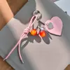 Design Original Rosa Cereja Miu Bolsa Pingente Chaveiro Charme de Bolsa Couro Ins Correia Corrente para Pendurar Acessório Versátil